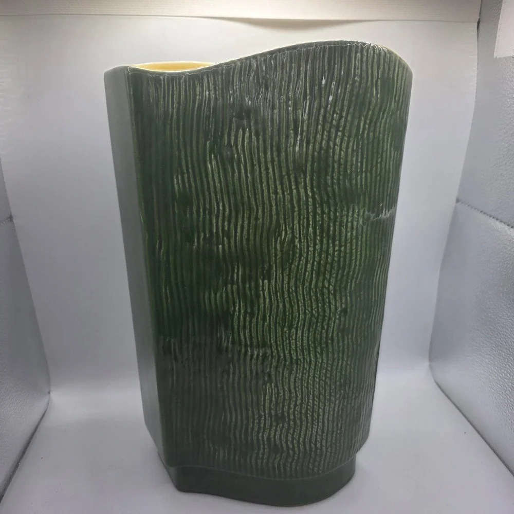 Red Wing Pottery USA Green Textured Vase Mid Century Modern Art Pottery MCM